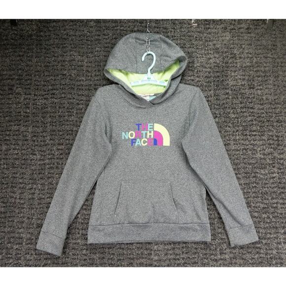 The North Face Hoodie Womens Small Gray Pullover Spell Out Logo Pockets - Picture 1 of 13